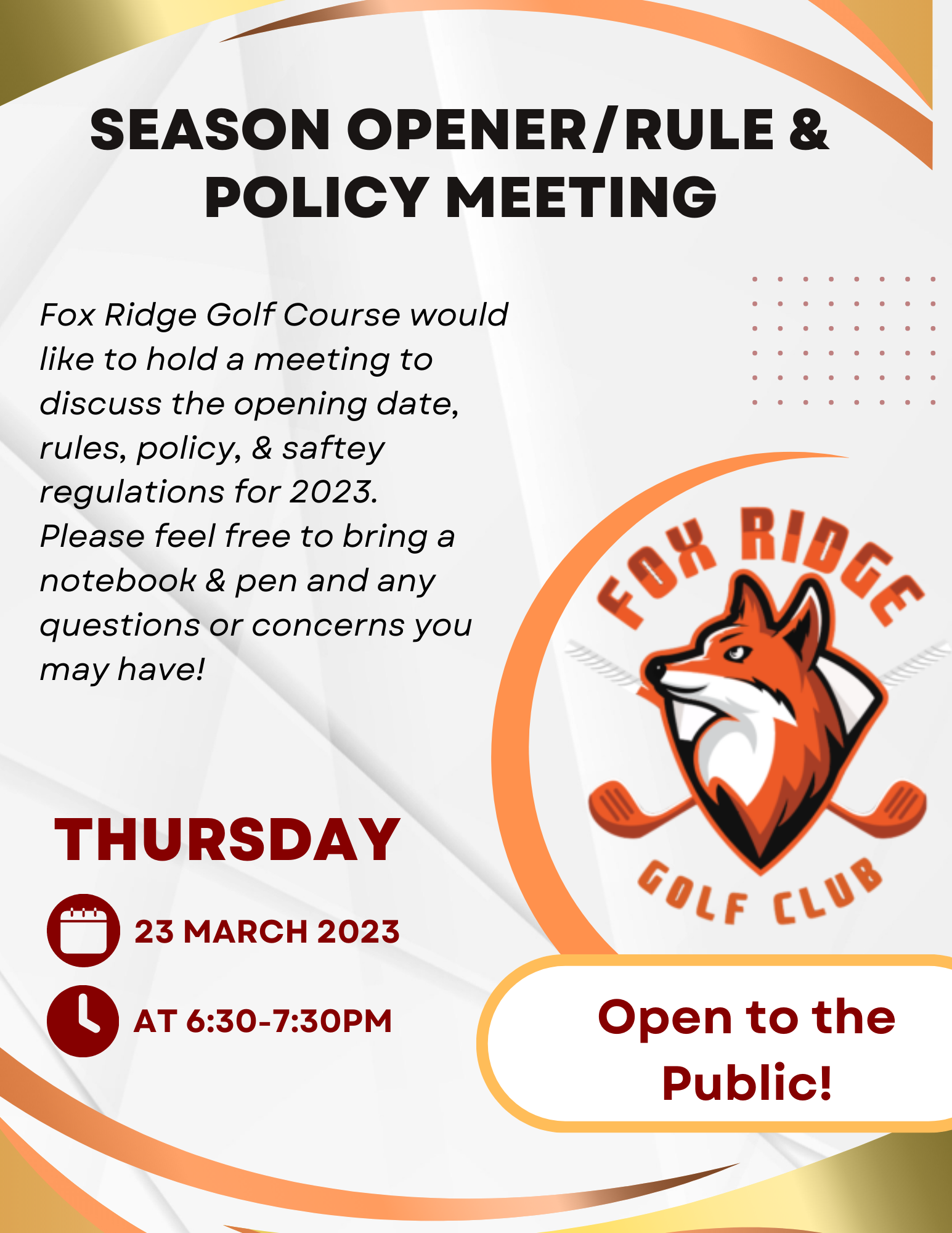 2023 Fox Ridge Meeting